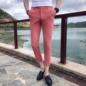 Cukierki 8 Kolor 2021 Summer Business Casual Dress Pant Ack Długość Solidna Kolor Slim Garnitur Spodnie Pink Armygreen Moda Suit Pant X0615