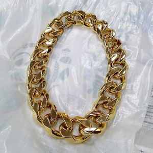 FishSheep Hip Hop Gold Color Big Acrylic Chunky Chain Necklace For Men Punk Oversized Large Plastic Link Chain Men's Jewelry L2404