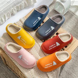 Waterproof Winter Cotton EVA Slippers Female Home Plush Insole Lovers Warm Lining Men Shoes Indoor Women Slipper