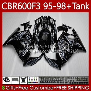 Body + Tank для Honda CBR 600F3 600 F3 CCR 600FS 97 98 95 96 CCR 64NO.122 CBR600 FS CBR600F3 CBR600FS 1997 1998 1995 1996 CBR60000-F3 600CC 95-98 Обтекивает комплект серого пламени