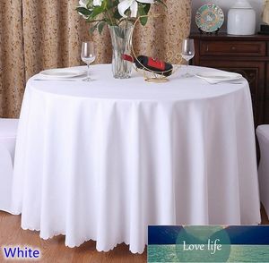 白い色のウェディングテーブルカバーテーブルクロスポリエステルリネンホテル宴会パーティーラウンドテーブルの装飾卸売