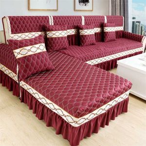 Europeisk stil tyg soffa kudde fyra säsong allmänna icke-glida enkelt modernt vardagsrum hushållskåpa 211116