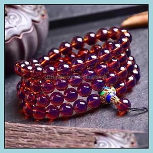Beaded, Bracelets Jewelry Dominican Blue Amber 108 Prayer Beads Bracelet Violet Beeswax Men And Women Strands Drop Delivery 2021 Qgcip
