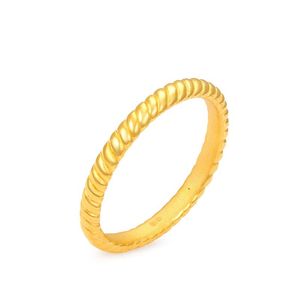 Bandas De Casamento 24k. venda por atacado-Anéis de cluster Sólidos k Amarelo Anel de Ouro Amarelo Mulheres Luck Twist Band G presente de casamento mmw