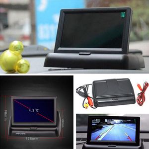 CAR VIDEO HD Foldning 4 3-tums TFT-färg LCD-skärmskärm för bakre backup Omvänd kamera DVD VCR 12V338F