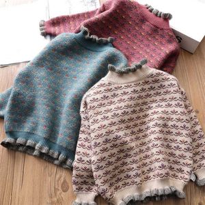 Autumn Winter girls Pullover Sweater Kids Knitting Children Soft Clothes girl Tops Outfit Clothing 2-14Y 211201