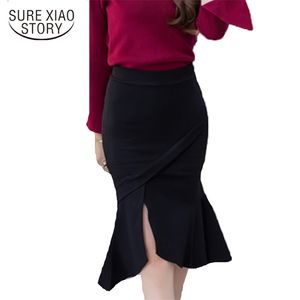 Moda elegante mulheres saias escritório senhora estilo sólido slim plus size s-5xl fêmea causal sexy d113 30 210506