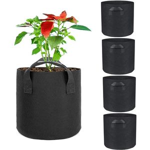 Borsa per la coltivazione di piante da giardino con manico Vasi per la coltivazione Attrezzi da giardinaggio 5 galloni Tessuto non tessuto ispessito nero Vaso per piante di fiori vegetali di patate