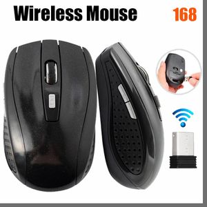 168D Mice 2.4GHz USB Optical Wireless Mouse Receiver Smart Sleep Energy-Saving for Computer Tablet PC Laptop Desktop With White Box