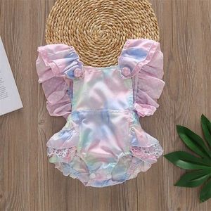 Baby Girls Rompers Colorful Sleeveless born Girl Floral Tutu Romper Bowknot Backcross Jumpsuit Sunsuit Clothes Outfits Set 211101