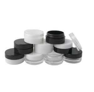 1g Transparenta krämburkar som används för ögonkrämer Flaskor med svart plastlock 1 ml Kosmetisk burk Kosmetikbehållare SN2912
