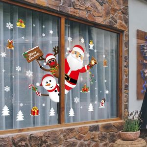 Wall Stickers 60*90cm Removable Christmas Art DIY Window Mural Decals Xmas Merry Santa Snowflakes Wallpaper Home Decorations