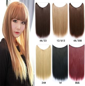 Synthetic Fish Line Simulation Human Hair Extensions Bundles 22 Inches Straight Weaving Weft 80g in 32 Colors MW-8006