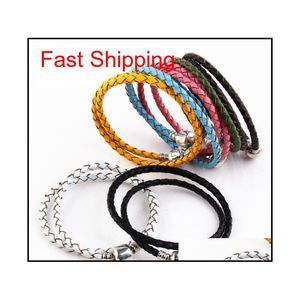 Charm Bracelets High Quality Fine Jewelry Woven 100 Genuine Leather Mix Size 925 Sier Clasp Bead Fits Pandora Charms Bracelet Diy Mark 7Nw5H