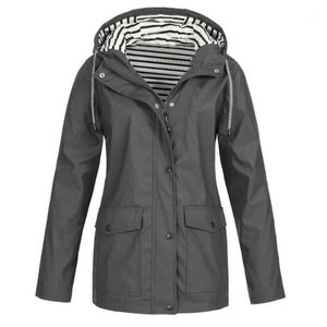 Women Solid Rain Jacket Outdoor Plus Size Waterproof Hooded Raincoat Windproof Outwear Ladies Warm Long Coat Yoga Outfit