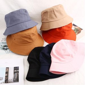 2PCS Summer Man Joker Wide Brim Hats Woman Dome Fisherman Hat Foldable in Solid Colors Pure Cotton Sun Ha Ts Spring, Fall, Winter,