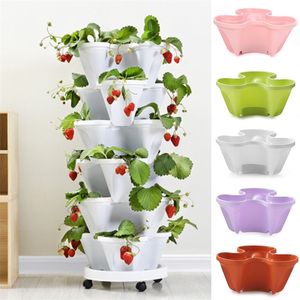 3D Flower Pot Strawberry Basin Multi-layer Superimposed Corrosion Resistant Not Easily Deformed JA55 210401