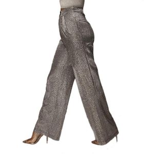 Women's Pants & Capris 2021 Fashion Shiny Sliver Sequin Wide Leg Women High Waist Palazzo Ladies Party Club Glitter Trousers