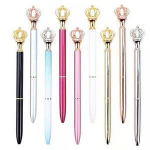 Kreativitet Crown Adornment Crystal Pen Gem Ballpoint Ring Bröllop Office Metal Rings Roller Ball Pennor K19