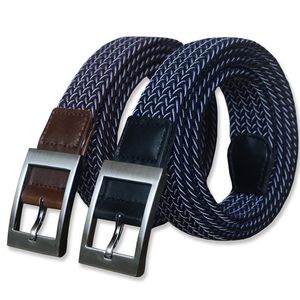 Anpassad Unisex Blue Color Stretch Braided Canvas Belt med hög dragkraft