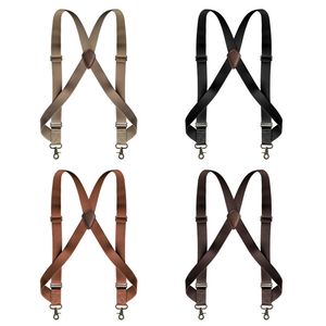 Heavy Duty Trucker Suspenders for Men Work 25cm Wide X-Back with 2 Side Clips Hooks Adjustable Elastic Big Tall Trouser Braces