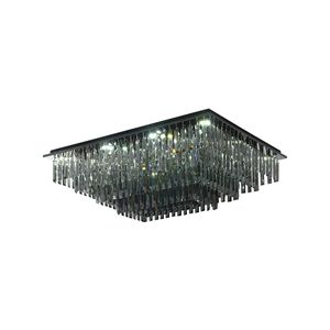 Lustre retangular de cristal cinza esfumaçado, iluminação moderna, luxuosa, decorativa para interiores, luz de teto