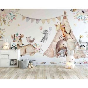 Beibehang Personalizzato 3d carta da parati bella originale foresta animale camera dei bambini sfondo pittura murale carte da parati decorazioni per la casa 210722