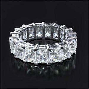 Luxury Eternity Promise ring 925 Sterling silver Princess cut AAAA cz Party Wedding Band Rings for women Bridal Fashion Jewelry221c