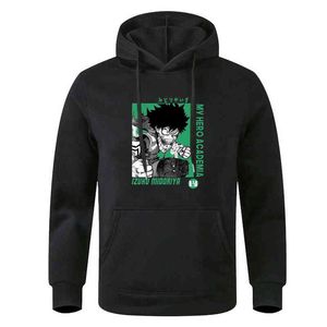 Izuku Midoriya Benim Kahraman Academia Baskı Hoodies Adam Rahat Kapüşonlu Kazak Erkek Sonbahar Kış Polar Gevşek Streetwear Hoodie H1227