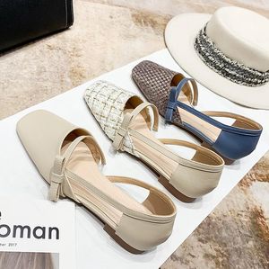 TX007 Fashion Women's Slippers Sandals 2 in 1 Flat PU Leather Shoes Lady British Style Buckle Sandal for Outdoor Wearing by Sea