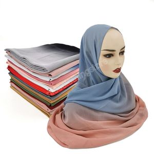 Ombre scialle in chiffon disegnato a mano gradiente donne musulmane hijab malese femminile foulard malese indonesiano avvolgere la testa sciarpa