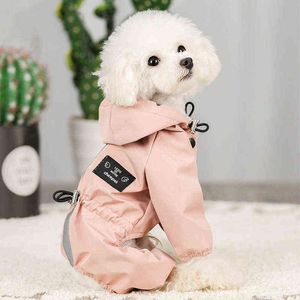 Reflective Dog Raincoat Waterproof Dog Rain Jacket Coat Clothes Small Medium Dogs Hoodies Jumpsuit Raincoats French Bulldog 211106