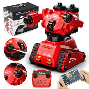 Roboter Kinder Robot Enfant Double Rc Electric Robot Intelligent Fire Fighting Luminous Water Spray Smart App Programming Truck Toy For Boy