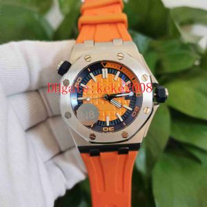 N8 Maker Orologi di alta qualità Quadrante arancione 42mm 15710 15703 Elastici in acciaio inossidabile Asia 2813 Movimento meccanico automatico Orologio da uomo Orologio da polso da uomo