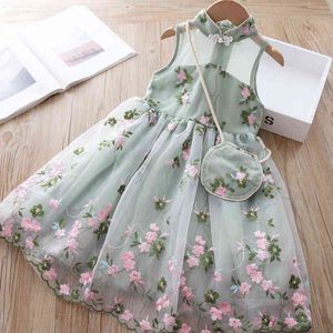 Girls' Dress 2021 Spring New Baby Girls Dress Traditional Casual Super Fairy Summer Floral Gauzy Princess Dress G1129