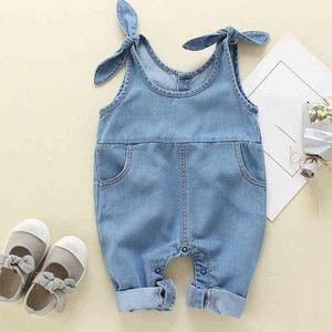 Spring Baby Jeans Summer Suspender Pants Toddler Children's Solid Color Sleeveless Overalls 210515