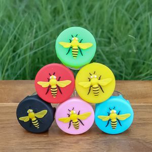 Honeybee Bottiglia di vetro con tappo di copertura in silicone Contenitore per api in silicone da 8 ml Contenitori per cera antiaderente Contenitori per barattoli Vaso per utensili dab Contenitore per olio Coperchio cosmetico secco per vaporizzatore