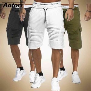 Summer Cargo Spodenki Mężczyźni Casual Pnie Fitness Trening Plaża Mężczyzna Oddychająca Bawełniana Siłownia Krótkie spodnie Stripe 210806