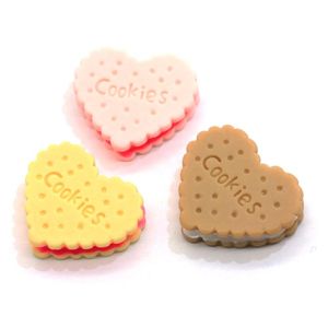 Bulk Resin Heart Biscuits Cabochons Flatback Miniature Dollhouse Dessert Cookie Craft DIY Crafts Supplies Decorative Objects & Figurines