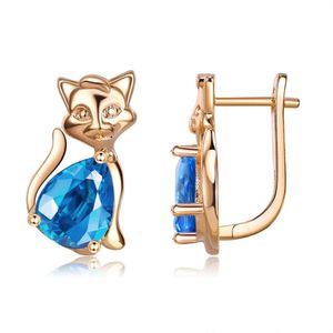 Cat Patterned Lovely Charm Hoop Earrings 18k Gold Filled Cute Girl Lady Jewelry Gift