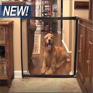 Wholesale dog kennel gate resale online - Magic Gate Dog Isolation Net Pet Portable Folding Stair Gate Indoor Safety Fence Cat Separation Mesh Guard Door Kennel Safe Carriers Crates