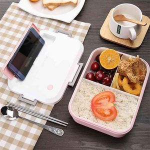 Lunch Box Contenitore per alimenti ecologico BPA FREE con stoviglie Microonde Bento School Office Picnic per bambini Adulti 210423