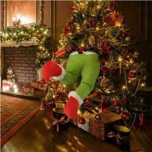 År Tjuven Julgran Dekorationer Grinch Stole Fylld Elf Legs Rolig Gåva För Kid Ornament 210910