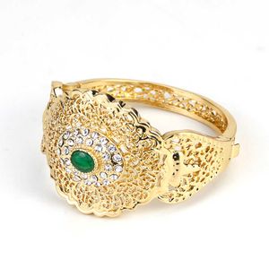 Sunspicems Chic Arab Bangle Cuff Bracelet for Women Gold Color Algerian Wedding Jewelry Hollow Metal Arabesque Dubai Bride Gift Q0717