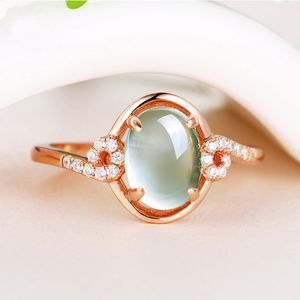 Wholesale Opening Rose Quartz Rings Four Claw Hibiscus Stone Female Grape Emerald Ring Valentine's day Gift