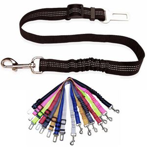 Guinzagli per cinture di sicurezza per cani in 10 colori Cintura di sicurezza per auto regolabile per animali domestici Tampone elastico elastico Cinture di sicurezza in nylon riflettente resistente Collegare all'imbracatura del cane durante il viaggio in veicolo