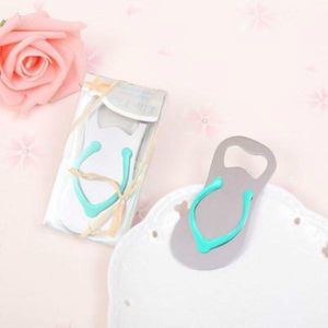 Creative Beach Flip-Flop Shoes Shape Openers Beer Bottle Opener With Gift Box Wedding Favor Gifts RH1579