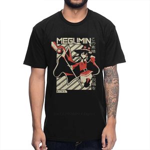 Megeum Konosuba Kono Subarashii Camiseta Confortável 100% Algodão Dos Desenhos Animados Grande Tamanho Tee Guys Punk Designer Streetwear 210629