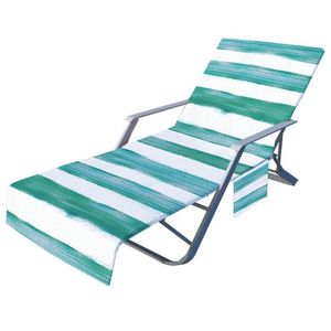 Pool Tillbehör Snabbtorkande Strandhandduk Sol Lounge Stolskydd Stripe Print Mikrofiber Ultralight Blanket Badning