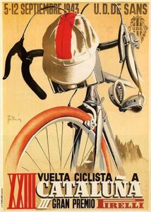 Adesivi murali 1943 Vintage Ciclista A Cata Cycling - Retro Travel Railways Stampa artistica su seta Poster 24x36 pollici